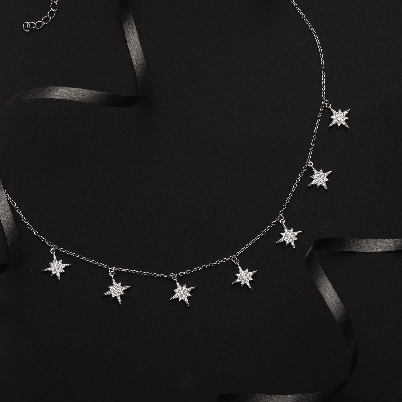 Star charm necklace, silver